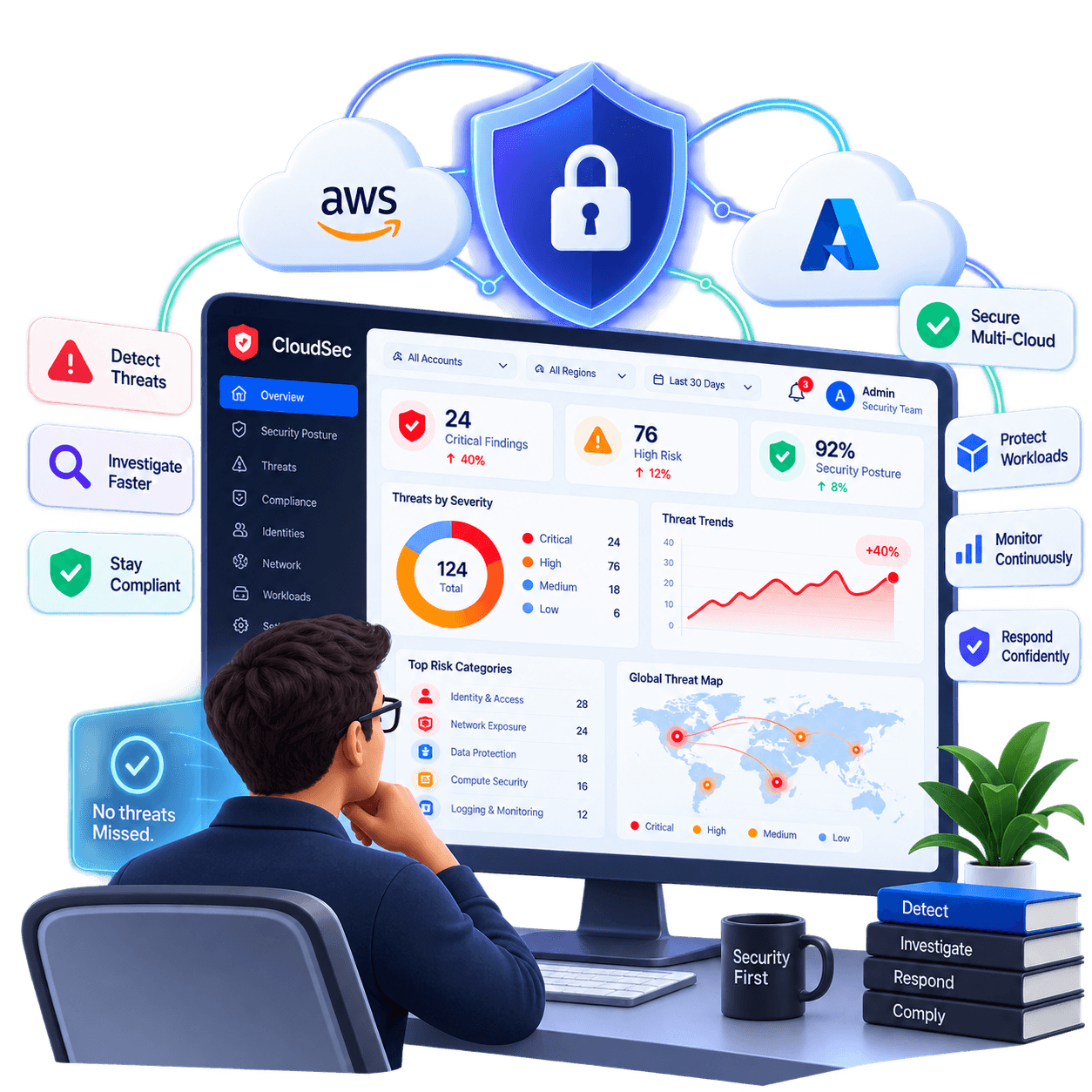 CloudSec CSPM Platform 3D Illustration